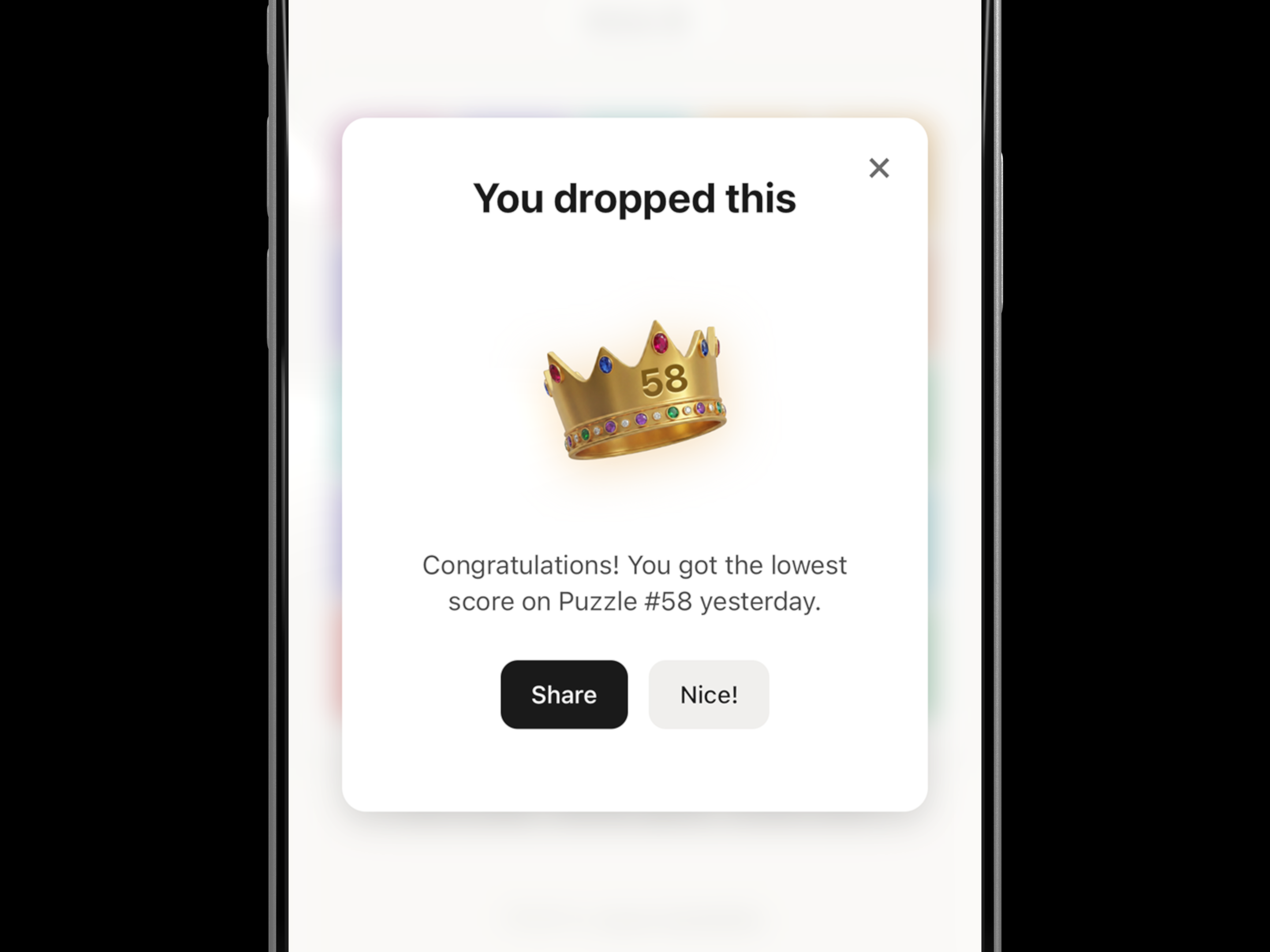 Crown for the best score from the previous day